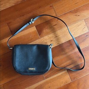 Kate Spade Black Leather Flap Crossbody Bag